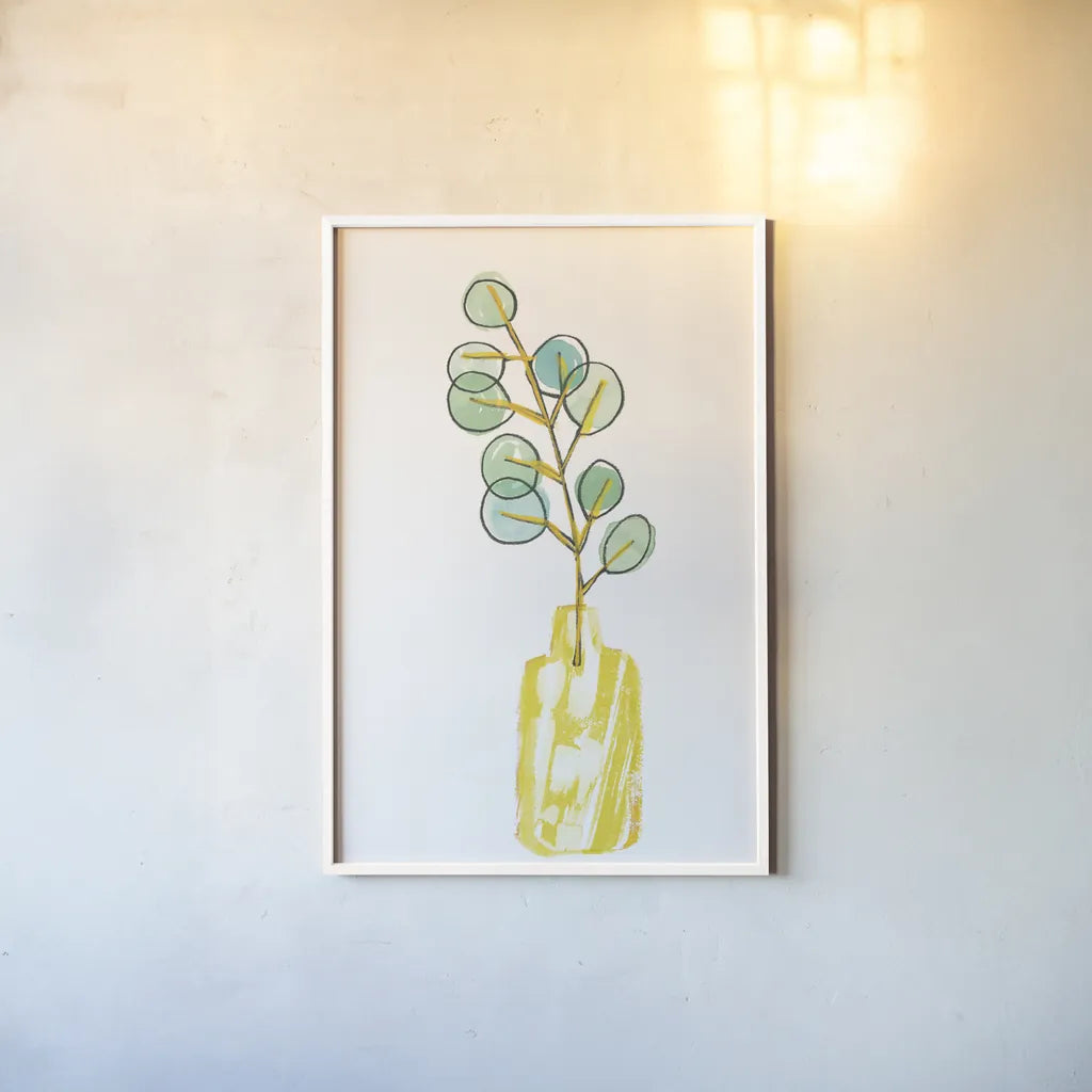 Vase Phase II by Sue Schlabach. shown as a paper print in a white frame. Available as a archival giclee rolled canvas, fine art paper, or poster print. SKU 65384h.