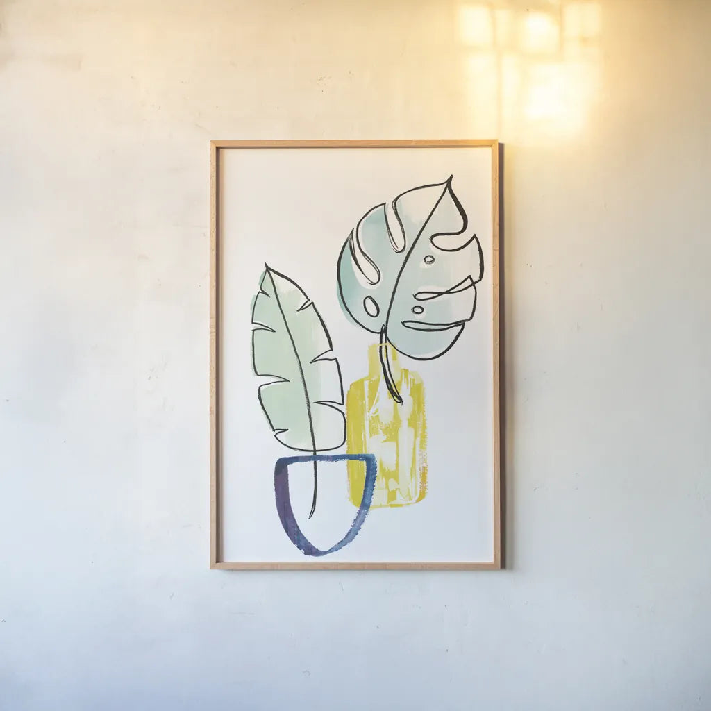 Vase Phase III by Sue Schlabach. shown as a paper print in a natural frame. Available as a archival giclee rolled canvas, fine art paper, or poster print. SKU 65387h.