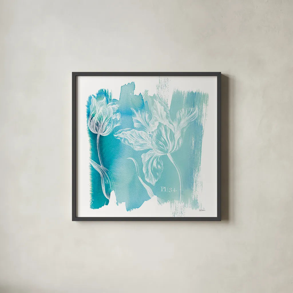 Water Wash I by Sue Schlabach. Shown in a sleek black glass frame for a contemporary gallery look. Available as an archival giclee rolled canvas, fine art paper, or poster print. SKU 20842a.