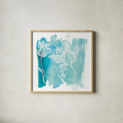 Water Wash I by Sue Schlabach. Shown in a natural wood glass frame for a timeless modern aesthetic. Available as an archival giclee rolled canvas, fine art paper, or poster print. SKU 20842a.