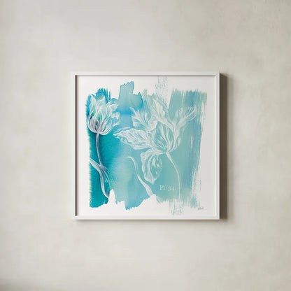Water Wash I by Sue Schlabach. Shown in a crisp white glass frame for a clean and minimalist style. Available as an archival giclee rolled canvas, fine art paper, or poster print. SKU 20842a.