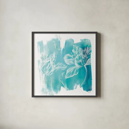 Water Wash II by Sue Schlabach. Shown in a sleek black glass frame for a contemporary gallery look. Available as an archival giclee rolled canvas, fine art paper, or poster print. SKU 20843a.