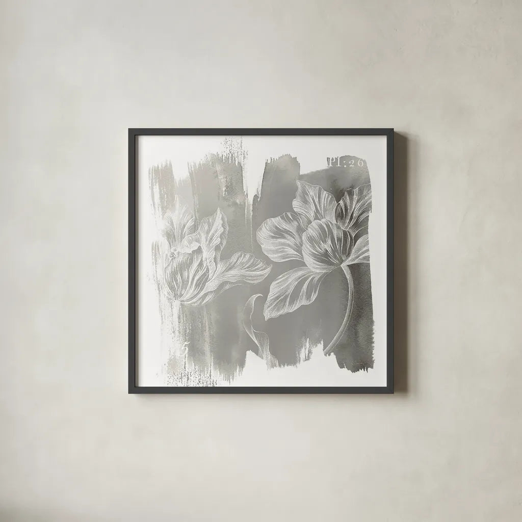 Water Wash II Neutral by Sue Schlabach. Shown in a sleek black glass frame for a contemporary gallery look. Available as an archival giclee rolled canvas, fine art paper, or poster print. SKU 23902a.