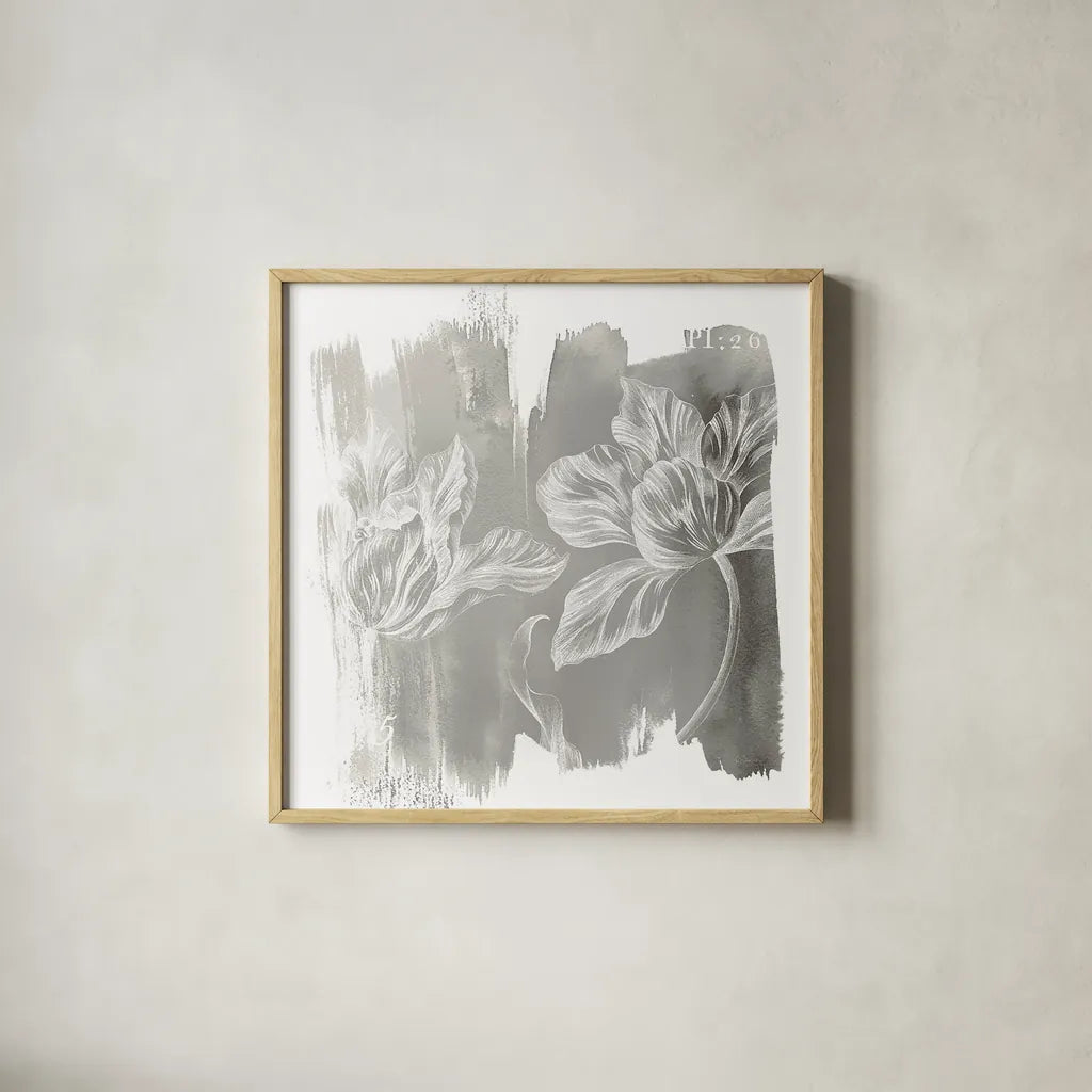 Water Wash II Neutral by Sue Schlabach. Shown in a natural wood glass frame for a timeless modern aesthetic. Available as an archival giclee rolled canvas, fine art paper, or poster print. SKU 23902a.