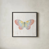White Barn Butterflies I by Sue Schlabach. Shown in a sleek black glass frame for a contemporary gallery look. Available as an archival giclee rolled canvas, fine art paper, or poster print. SKU 31770a.
