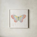 White Barn Butterflies I by Sue Schlabach. Shown in a crisp white glass frame for a clean and minimalist style. Available as an archival giclee rolled canvas, fine art paper, or poster print. SKU 31770a.