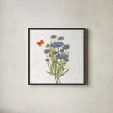 White Barn Flowers IX Sq by Sue Schlabach. Shown in a sleek black glass frame for a contemporary gallery look. Available as an archival giclee rolled canvas, fine art paper, or poster print. SKU 56519a.