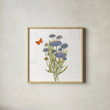 White Barn Flowers IX Sq by Sue Schlabach. Shown in a natural wood glass frame for a timeless modern aesthetic. Available as an archival giclee rolled canvas, fine art paper, or poster print. SKU 56519a.