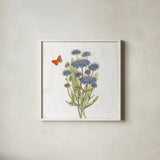 White Barn Flowers IX Sq by Sue Schlabach. Shown in a crisp white glass frame for a clean and minimalist style. Available as an archival giclee rolled canvas, fine art paper, or poster print. SKU 56519a.