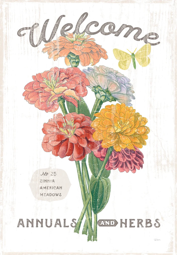 White Barn Flowers V Flag by Sue Schlabach