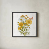 White Barn Flowers X Sq by Sue Schlabach. Shown in a sleek black glass frame for a contemporary gallery look. Available as an archival giclee rolled canvas, fine art paper, or poster print. SKU 56520a.