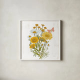 White Barn Flowers X Sq by Sue Schlabach. Shown in a crisp white glass frame for a clean and minimalist style. Available as an archival giclee rolled canvas, fine art paper, or poster print. SKU 56520a.