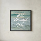 Wild Beautiful Free by Sue Schlabach. Shown in a sleek black glass frame for a contemporary gallery look. Available as an archival giclee rolled canvas, fine art paper, or poster print. SKU 45681a.