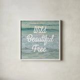 Wild Beautiful Free by Sue Schlabach. Shown in a crisp white glass frame for a clean and minimalist style. Available as an archival giclee rolled canvas, fine art paper, or poster print. SKU 45681a.