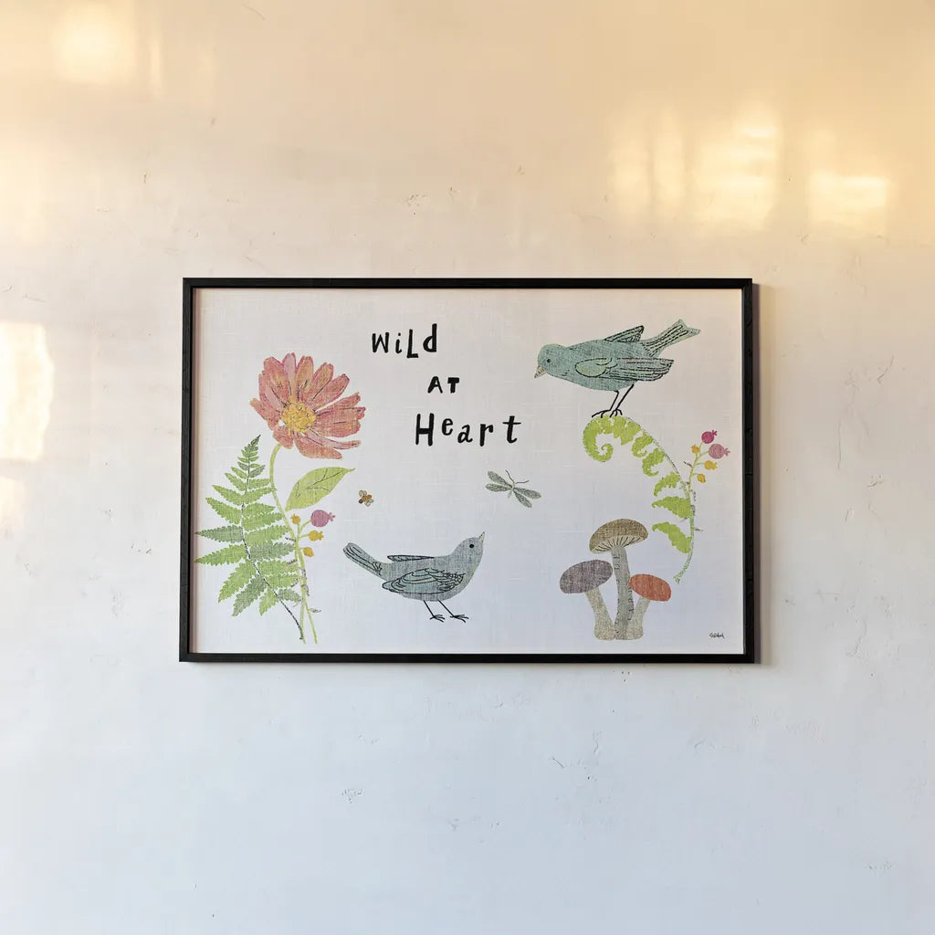 Wild Wings I by Sue Schlabach. shown as a paper print in a black flame. Available as a archival giclee rolled canvas, fine art paper, or poster print. SKU 34733i.