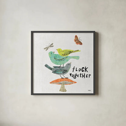 Wild Wings II by Sue Schlabach. Shown in a sleek black glass frame for a contemporary gallery look. Available as an archival giclee rolled canvas, fine art paper, or poster print. SKU 34734a.