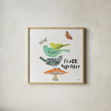 Wild Wings II by Sue Schlabach. Shown in a natural wood glass frame for a timeless modern aesthetic. Available as an archival giclee rolled canvas, fine art paper, or poster print. SKU 34734a.