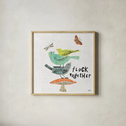 Wild Wings II by Sue Schlabach. Shown in a natural wood glass frame for a timeless modern aesthetic. Available as an archival giclee rolled canvas, fine art paper, or poster print. SKU 34734a.