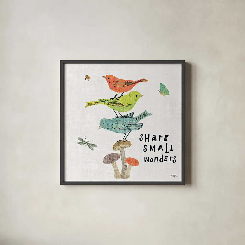 Wild Wings III by Sue Schlabach. Shown in a sleek black glass frame for a contemporary gallery look. Available as an archival giclee rolled canvas, fine art paper, or poster print. SKU 34735a.