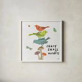 Wild Wings III by Sue Schlabach. Shown in a crisp white glass frame for a clean and minimalist style. Available as an archival giclee rolled canvas, fine art paper, or poster print. SKU 34735a.