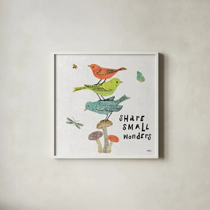 Wild Wings III by Sue Schlabach. Shown in a crisp white glass frame for a clean and minimalist style. Available as an archival giclee rolled canvas, fine art paper, or poster print. SKU 34735a.