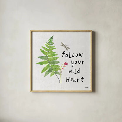 Wild Wings IV by Sue Schlabach. Shown in a natural wood glass frame for a timeless modern aesthetic. Available as an archival giclee rolled canvas, fine art paper, or poster print. SKU 34736a.