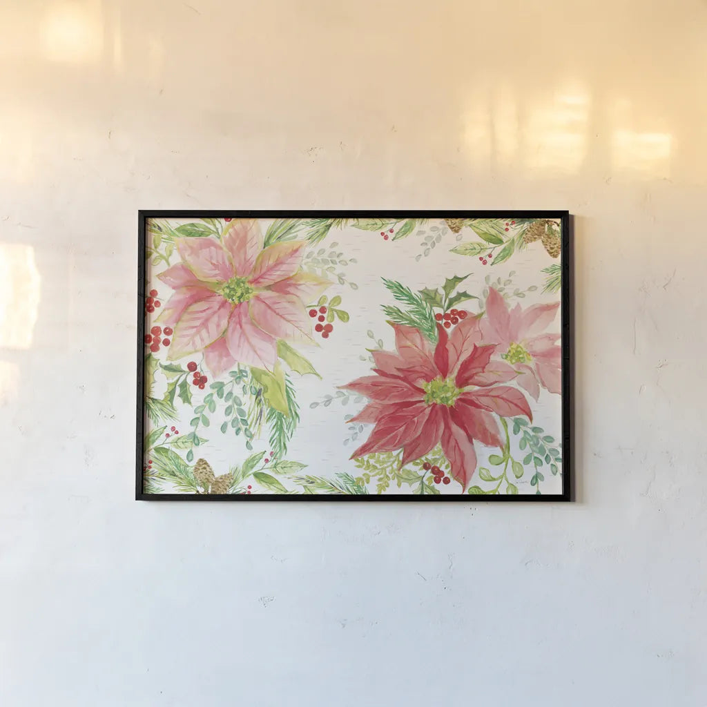 Winter Blooms I by Sue Schlabach. shown as a paper print in a black flame. Available as a archival giclee rolled canvas, fine art paper, or poster print. SKU 39603i.