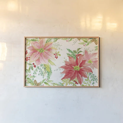 Winter Blooms I by Sue Schlabach. shown as a paper print in a natural frame. Available as a archival giclee rolled canvas, fine art paper, or poster print. SKU 39603i.