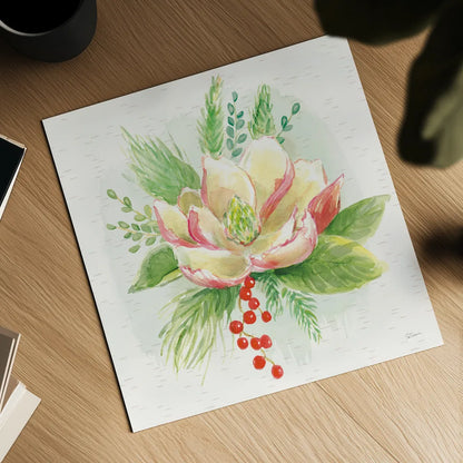 Winter Blooms V by Sue Schlabach. Shown as a detailed flat fine art print, highlighting archival giclee quality. Available as an archival giclee rolled canvas, fine art paper, or poster print. SKU 39607a.