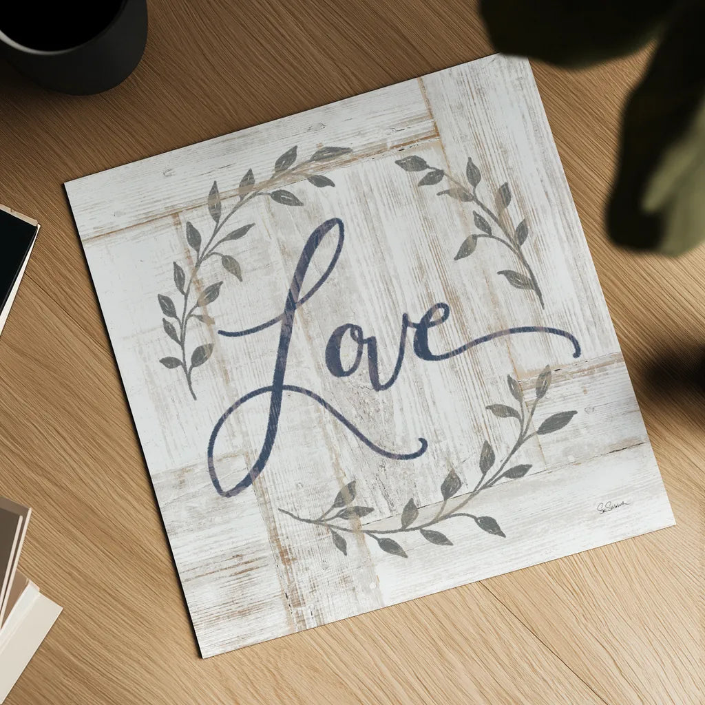 Woodgrain Love by Sue Schlabach. Shown as a detailed flat fine art print, highlighting archival giclee quality. Available as an archival giclee rolled canvas, fine art paper, or poster print. SKU 68396a.