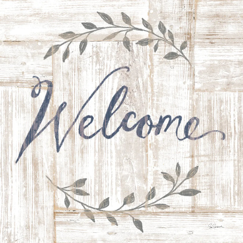 Woodgrain Welcome by Sue Schlabach. SKU 68397a. Archival Giclee Fine art print for wall decor.