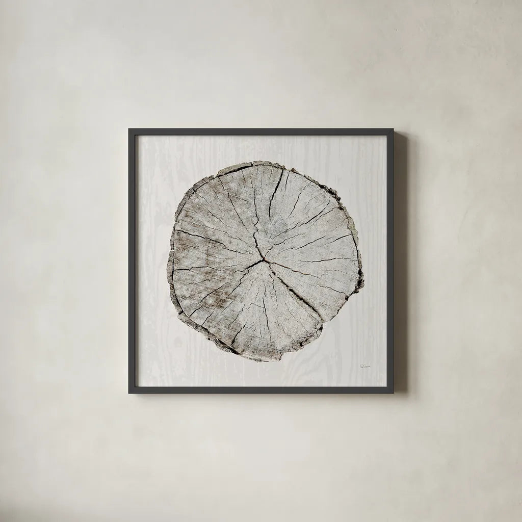 Woodland Years I by Sue Schlabach. Shown in a sleek black glass frame for a contemporary gallery look. Available as an archival giclee rolled canvas, fine art paper, or poster print. SKU 21823a.