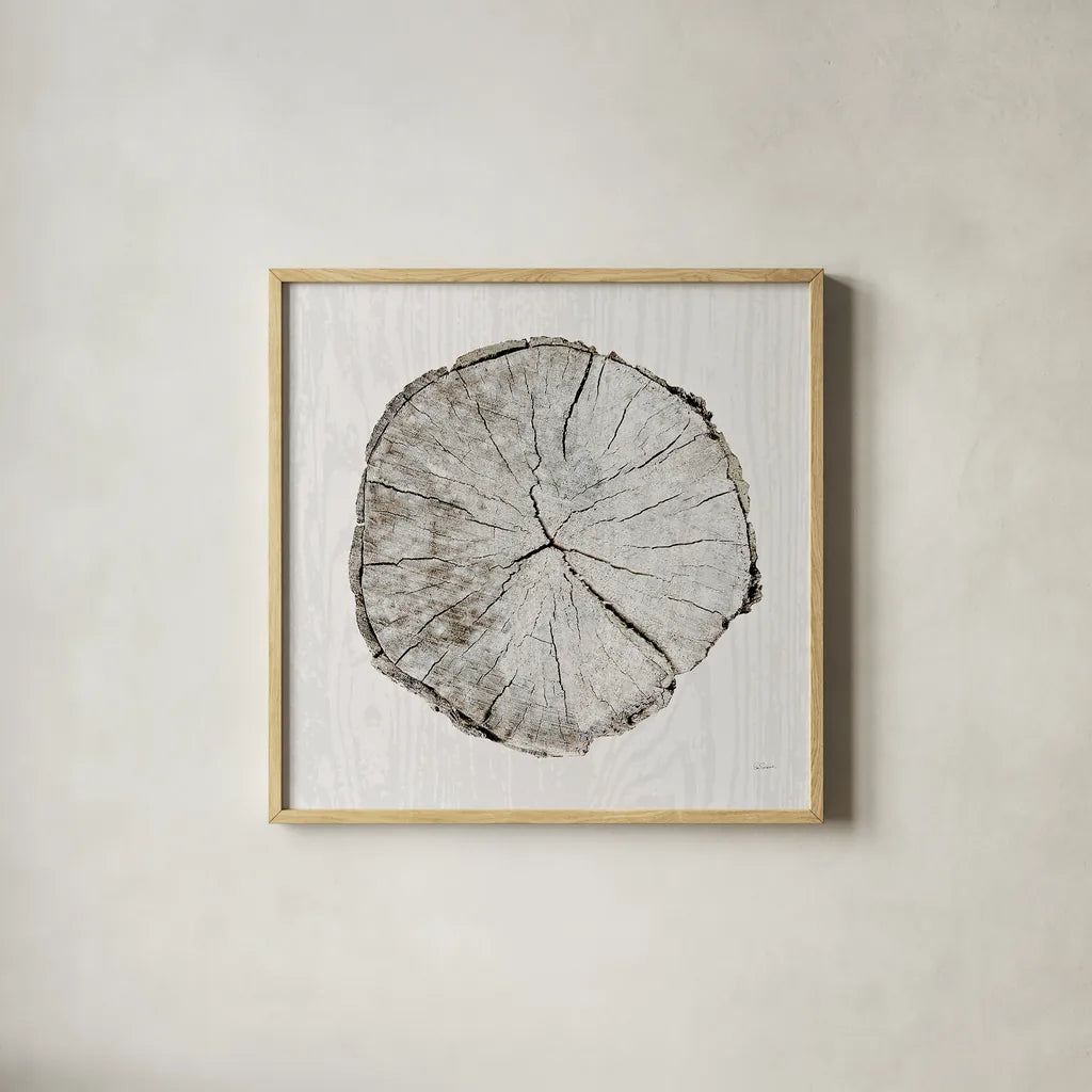 Woodland Years I by Sue Schlabach. Shown in a natural wood glass frame for a timeless modern aesthetic. Available as an archival giclee rolled canvas, fine art paper, or poster print. SKU 21823a.