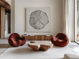 Woodland Years I by Sue Schlabach. Shown as extra-large giant wall art in a modern living room. Available as an archival giclee rolled canvas, fine art paper, or poster print. SKU 21823a.