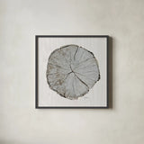 Woodland Years I with Silver v2 by Sue Schlabach. Shown in a sleek black glass frame for a contemporary gallery look. Available as an archival giclee rolled canvas, fine art paper, or poster print. SKU 26781a.