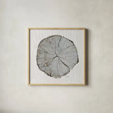 Woodland Years I with Silver v2 by Sue Schlabach. Shown in a natural wood glass frame for a timeless modern aesthetic. Available as an archival giclee rolled canvas, fine art paper, or poster print. SKU 26781a.
