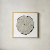 Woodland Years II on White by Sue Schlabach. Shown in a natural wood glass frame for a timeless modern aesthetic. Available as an archival giclee rolled canvas, fine art paper, or poster print. SKU 29880a.