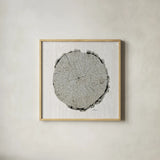 Woodland Years II with Silver v2 by Sue Schlabach. Shown in a natural wood glass frame for a timeless modern aesthetic. Available as an archival giclee rolled canvas, fine art paper, or poster print. SKU 26782a.