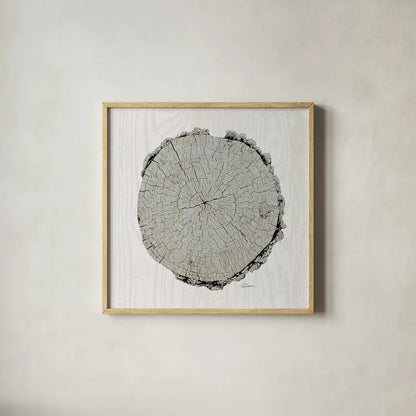 Woodland Years II with Silver v2 by Sue Schlabach. Shown in a natural wood glass frame for a timeless modern aesthetic. Available as an archival giclee rolled canvas, fine art paper, or poster print. SKU 26782a.