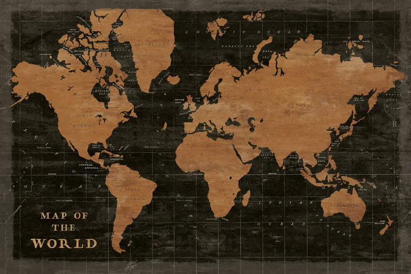 World Map Industrial by Sue Schlabach. SKU 69082i. Archival Giclee Fine art print for wall decor.
