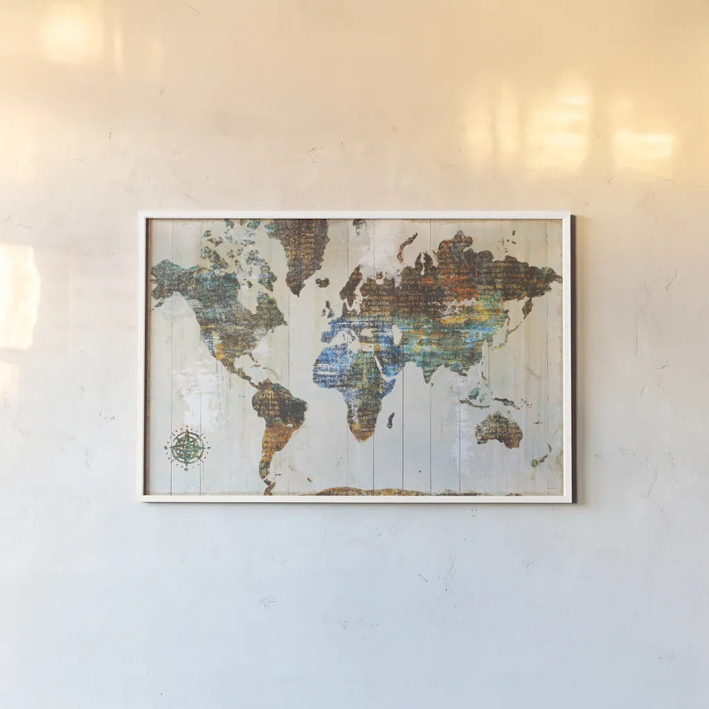 World of Wonders by Sue Schlabach. shown as a paper print in a white frame. Available as a archival giclee rolled canvas, fine art paper, or poster print. SKU 36513i.
