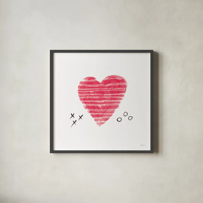 Xs and Os by Sue Schlabach. Shown in a sleek black glass frame for a contemporary gallery look. Available as an archival giclee rolled canvas, fine art paper, or poster print. SKU 49994a.