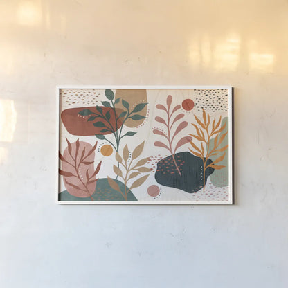 Abstract Blossom I by Veronique Charron. shown as a paper print in a white frame. Available as a archival giclee rolled canvas, fine art paper, or poster print. SKU 70896i.