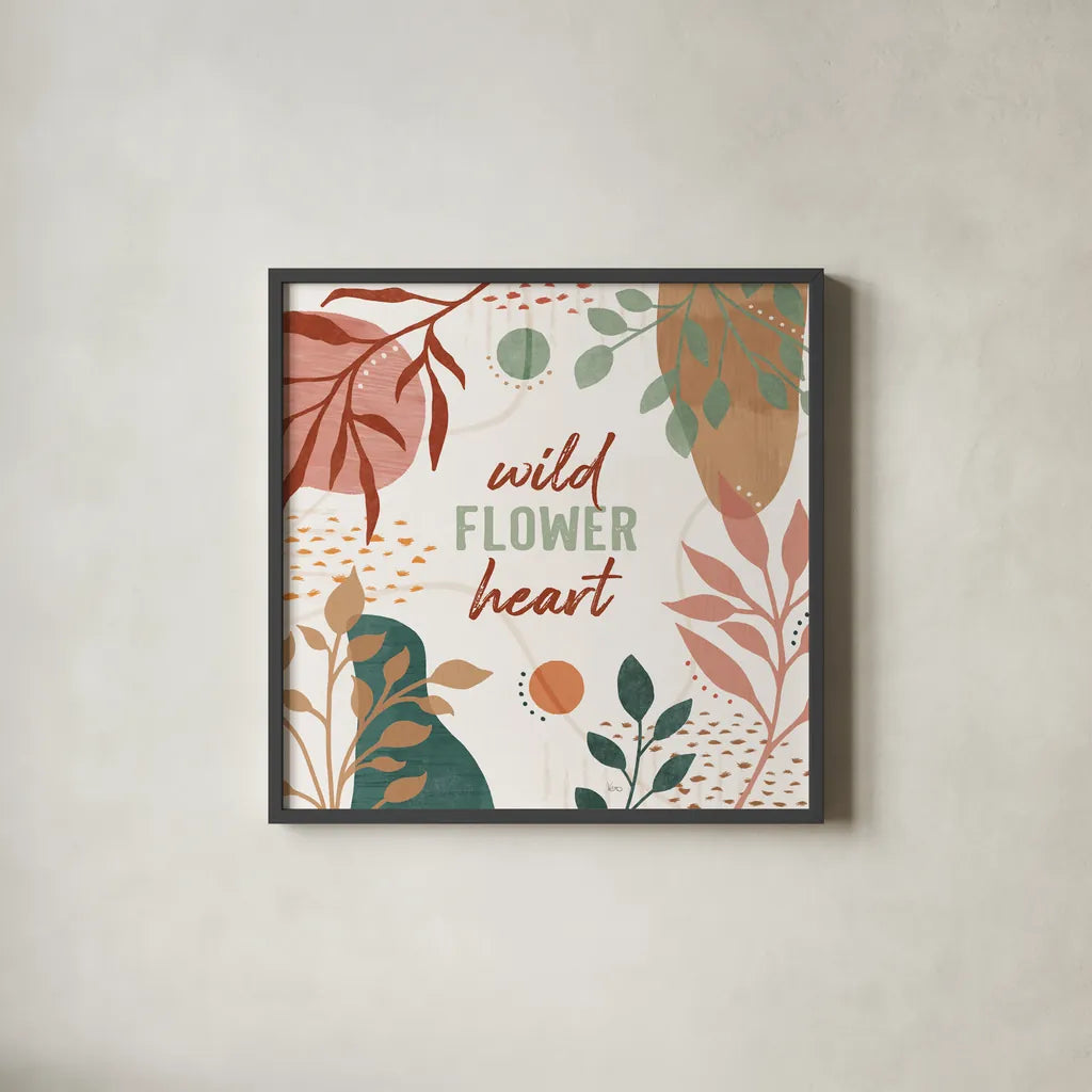 Abstract Blossom VI by Veronique Charron. Shown in a sleek black glass frame for a contemporary gallery look. Available as an archival giclee rolled canvas, fine art paper, or poster print. SKU 70901a.