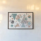 Abstract Geo I by Veronique Charron. shown as a paper print in a black flame. Available as a archival giclee rolled canvas, fine art paper, or poster print. SKU 34843i.