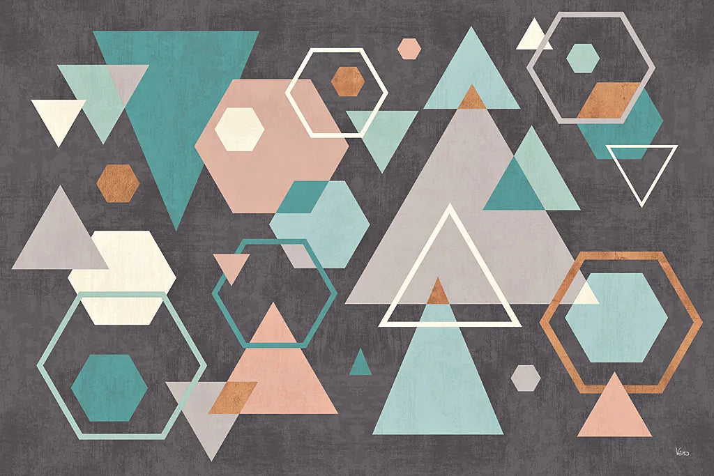 Abstract Geo I Black by Veronique Charron. SKU 34846i. Archival Giclee Fine art print for wall decor.