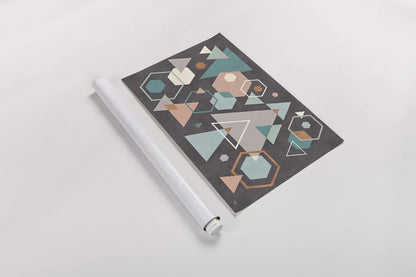 Abstract Geo I Black by Veronique Charron. shown as a rolled paper print. Available as archival giclee rolled canvas, fine art paper, or poster print. SKU 34846i.