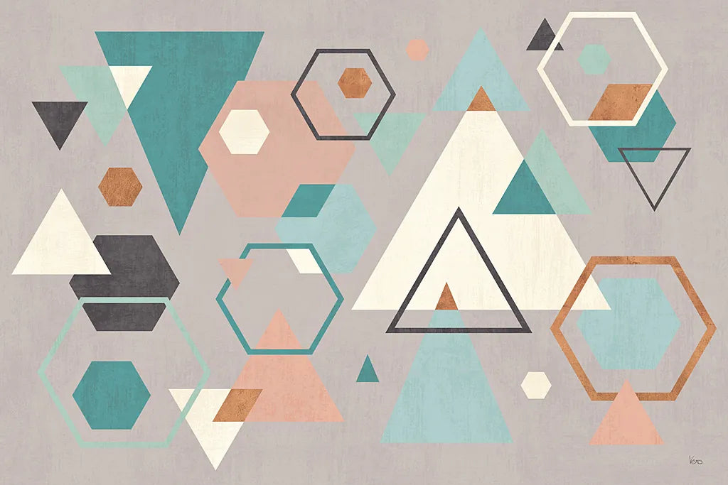 Abstract Geo I Gray by Veronique Charron. SKU 34849i. Archival Giclee Fine art print for wall decor.