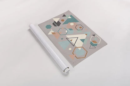 Abstract Geo I Gray by Veronique Charron. shown as a rolled paper print. Available as archival giclee rolled canvas, fine art paper, or poster print. SKU 34849i.