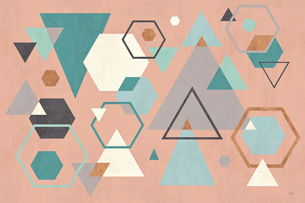 Abstract Geo I Pink by Veronique Charron. SKU 34852i. Archival Giclee Fine art print for wall decor.